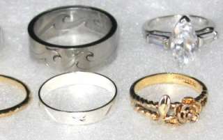    MOD COSTUME RINGS  SOME SIGNED Estate Jewelry CZ CATS EYE+  