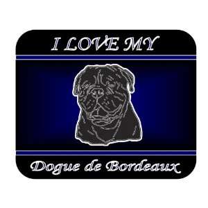  I Love My Dogue De Bordeaux Dog Mouse Pad   Blue Design 
