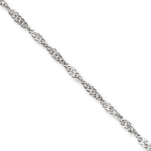    14k White Gold Twisted Diamond cut Singapore Chain: Jewelry