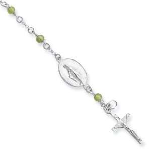   Sterling Silver & Peridot Polished Childrens Rosary Bracelet Jewelry