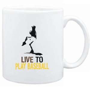Mug White  LIVE TO play Baseball  Sports:  Sports 