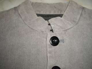   STUART Gray Pinwhale Corduroy Collar Less Jacket Size Medium  
