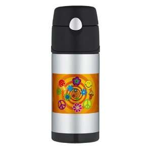  Thermos Travel Water Bottle 70s Spiral Peace Symbol 