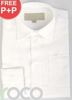 BOYS WHITE WEDDING PAGEBOY PROM LINEN SHIRT for suits  