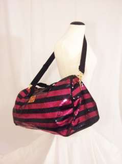   Secret PINK Bling Stripe Sequin Luggage Duffle Weekender Bag  