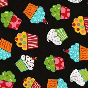 Bake Shop quilt fabric by Blank Quilting BTR 6457 Black, cupcakes with 