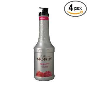 Monin Fruit Puree, Raspberry, 33.8 Ounce Bottles (Pack of 4)  