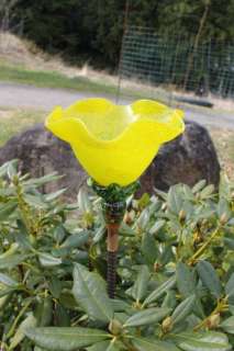 Sunshine Yellow Hand Blown Glass Flower Garden Art Outdoor Decoration 