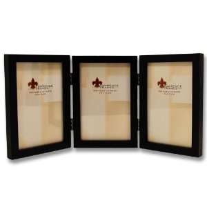  4x6 Black Wood Hinged Triple Frame TriFold Picture Frame 