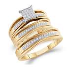   Diamond Engagement Ring Wedding Set 14k Yellow Gold Men + Ladies 3/4ct