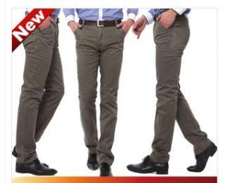 New Mens Korean Style Fashion Slim Fit Casual Pants Trousers Khaki 