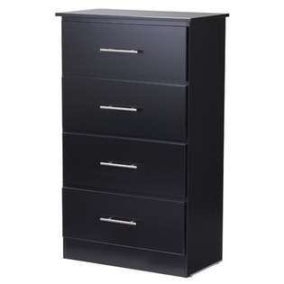   Furniture Taylor Four Drawer Chest with Roller Glides   Finish Black