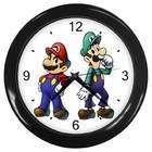 Carsons Collectibles Black Wall Clock of Super Mario and Luigi 