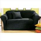   Stretch Pique Sofa Slipcover (Box Cushion) (3 Pieces)   Fabric Black