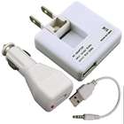 eForCity FOR 2ND GEN iPod SHUFFLE AC+CAR CHARGER+USB CABLE CORD