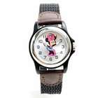 Disney Womens MCK624 Minnie Mouse Moving Hands Black and Brown Strap 