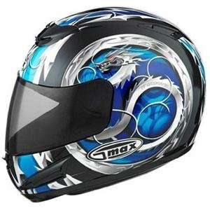  GMax GM58 Dragon Helmet   Medium/Black/Blue Automotive