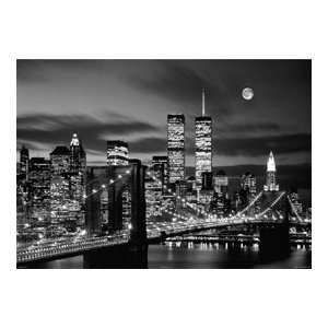 HUGE LAMINATED / ENCAPSULATED New York Twin Towers At Night POSTER 