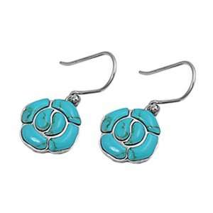   Sterling Silver Earrings Turquoise Plumeria Fish Wire Earring: Jewelry