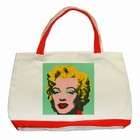   Classic Tote Bag Red of Andy Warhol Marilyn Monroe (Green Background
