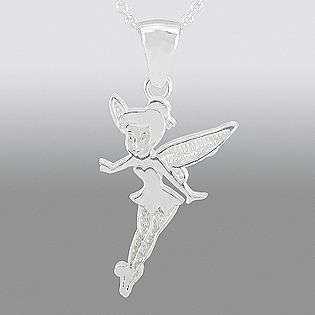 Sterling Silver Tinkerbell Initial Pendant   D  Disney Jewelry 