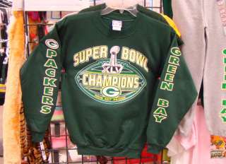 GREEN BAY PACKERS: Superbowl Champions, GREEN Sweatshirt S, M, L, XL 