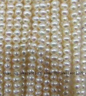 4mm white Freshwater Pearl Oval Loose Beads 14.5   