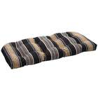  Pillow Perfect Black/ Tan Striped Tufted Outdoor Wicker 