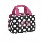   bag in brown wolf and two snack bags in green stripe aqua polka dot