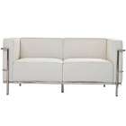   Modern Le Corbusier Style LC3 Loveseat in Genuine White Leather