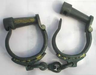 Cast Iron Folsom Prison Police Handcuffs  