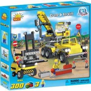  New! COBI Action Town Crane and Forklift 300 Piece Building Block 