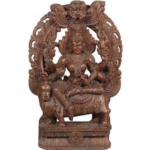  The Six Armed Devi   South Indian Temple Wood Carving 