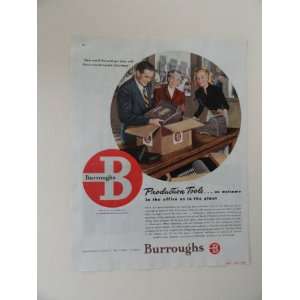 Burroughs Calculators. Vintage 40s full page print ad. (shipment of 