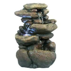  3 Tier Rock Fountain with LED light Patio, Lawn & Garden