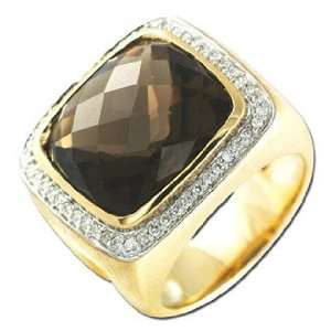  14K Yellow Gold 0.26 cttw Diamond and Topaz Ring Jewelry