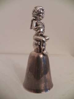   Barton Silverplate Bell Cupid Valentines Day Cherub with Bow  