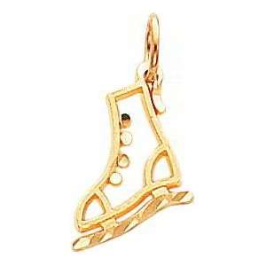  10K Yellow Gold Ice Skate Charm Diamond Cut: Jewelry