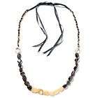 Tori Spelling Faceted Bead & Black Ribbon 77 Necklace
