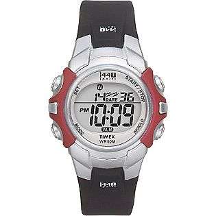   Digital Watch with Black Resin Strap and Red Accented Case  Timex