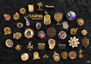 36 Pc Lot of Lapel Pins Buttons & Studs Enameled Various Organizations 
