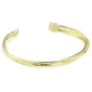   Thin Wire With Square Beads 18k Gold Plated Cuff Bracelet: Jewelry
