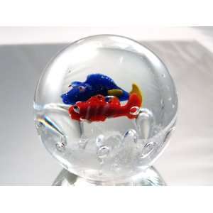  Murano Design Glass Art Twins Fish Iceberg Paperweight PW 