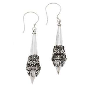  Ethnic Bali Ornate Teardrop Sterling Silver Earrings 