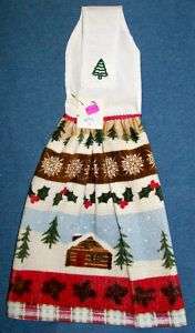 NEW Handmade Christmas Cabin Hanging Kitchen Towel #399  