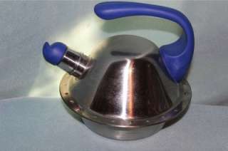 Ikea Stainless Steel & Blue Modern Tea Pot Teapot  
