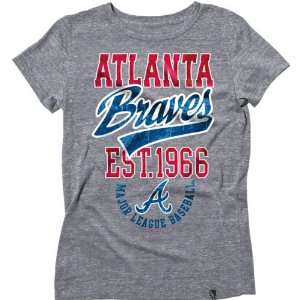  Atlanta Braves Grey Womens Crewneck Tunic Length Tri 