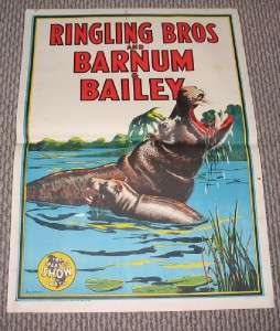   1950s Ringling Bros Barnum Bailey Lithograph Circus Poster  