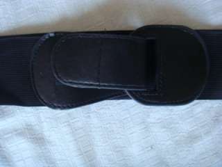 Black elastic belt with faux leather Velcro buckle  