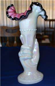 Fenton Black Rose Hand Vase, c. 1992  